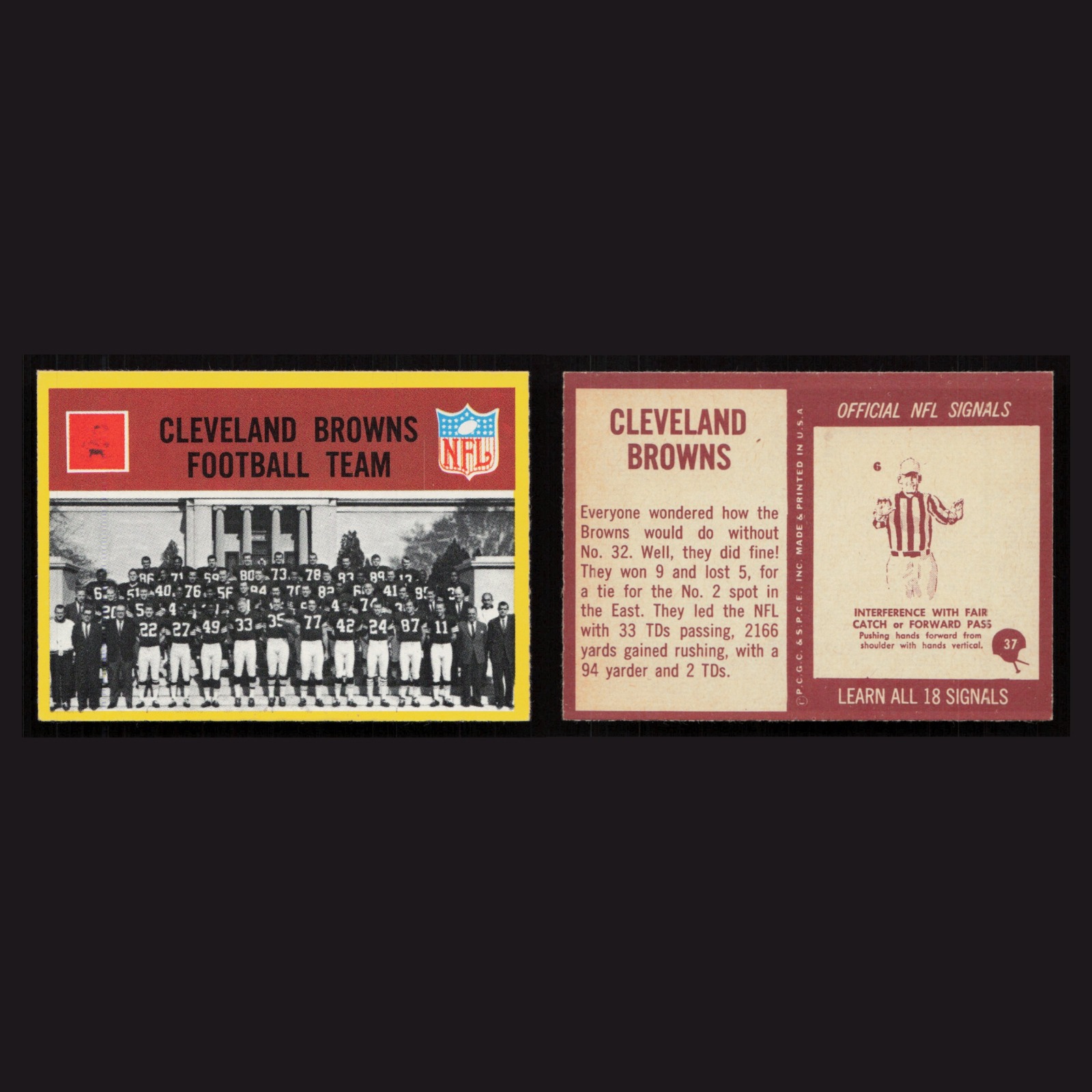 1967 Cleveland Browns Team #37 MINT Philadelphia checklist Cleveland Browns Card front and back scans. Card condition is Near Mint.