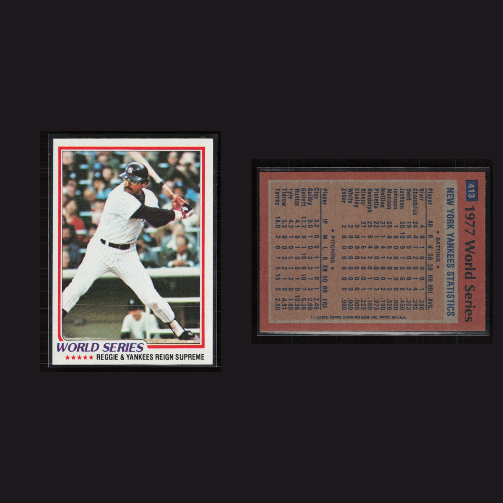 1978 Reggie Jackson #413 NM-MT Topps New York Yankees Vintage Baseball Card MLB front and back scans. Card condition is Near Mint.