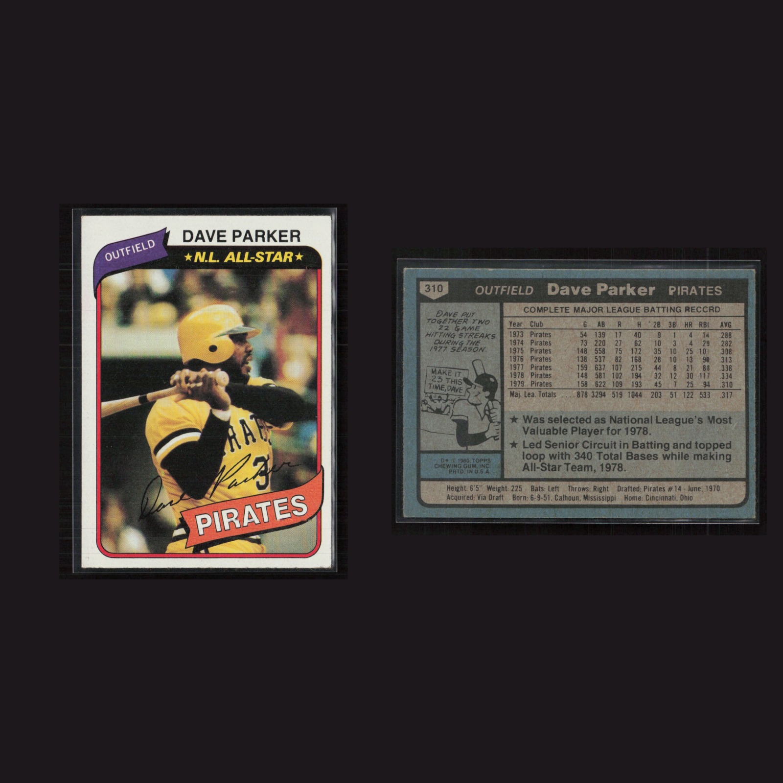 1980 John Milner #71 NM Topps Pittsburgh Pirates Baseball Card MLB front and back scans. Card condition is Near Mint.