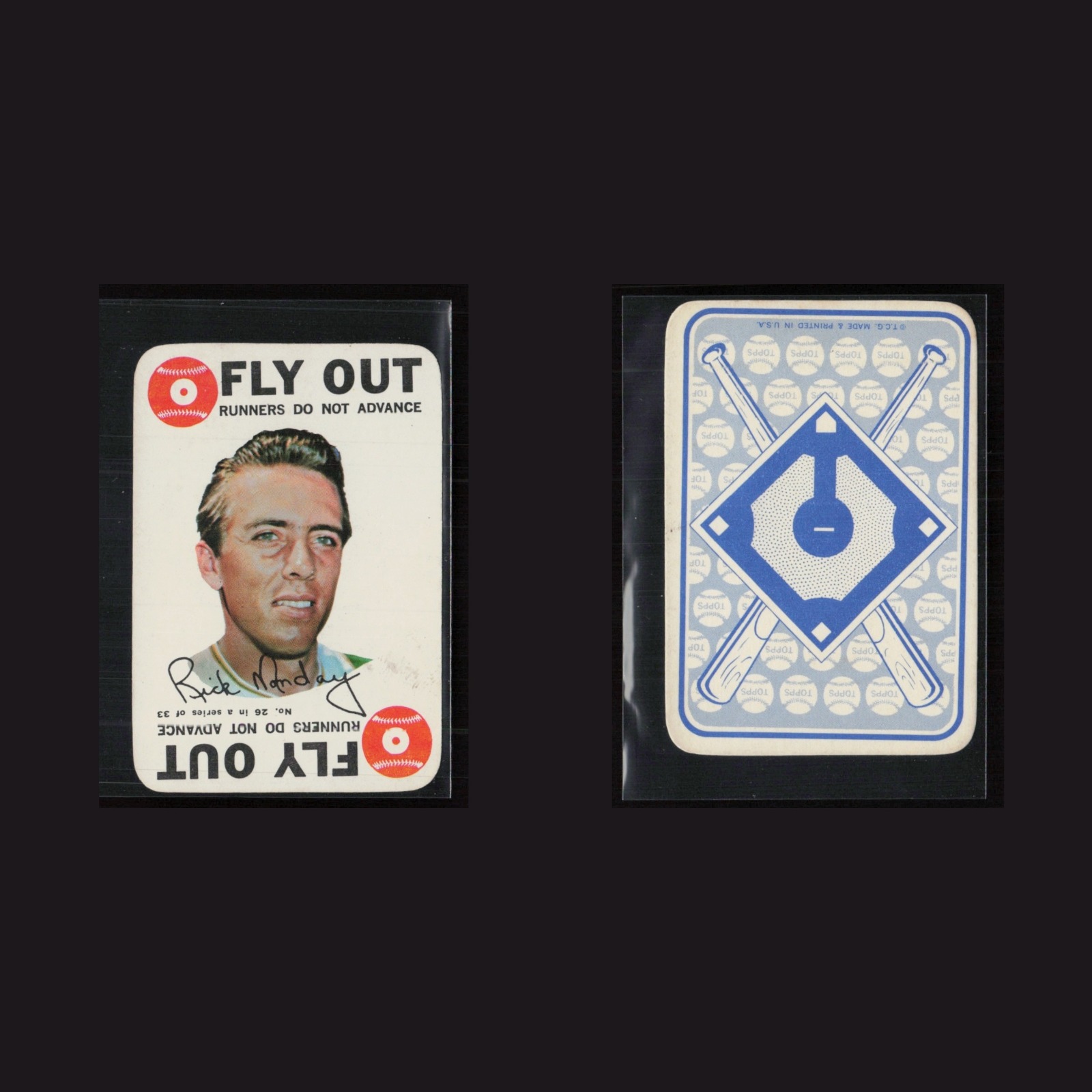 1968 Rick Monday #26 EX Topps Game Vintage Baseball Card Set-Break MLB front and back scans. Card condition is Excellent+.