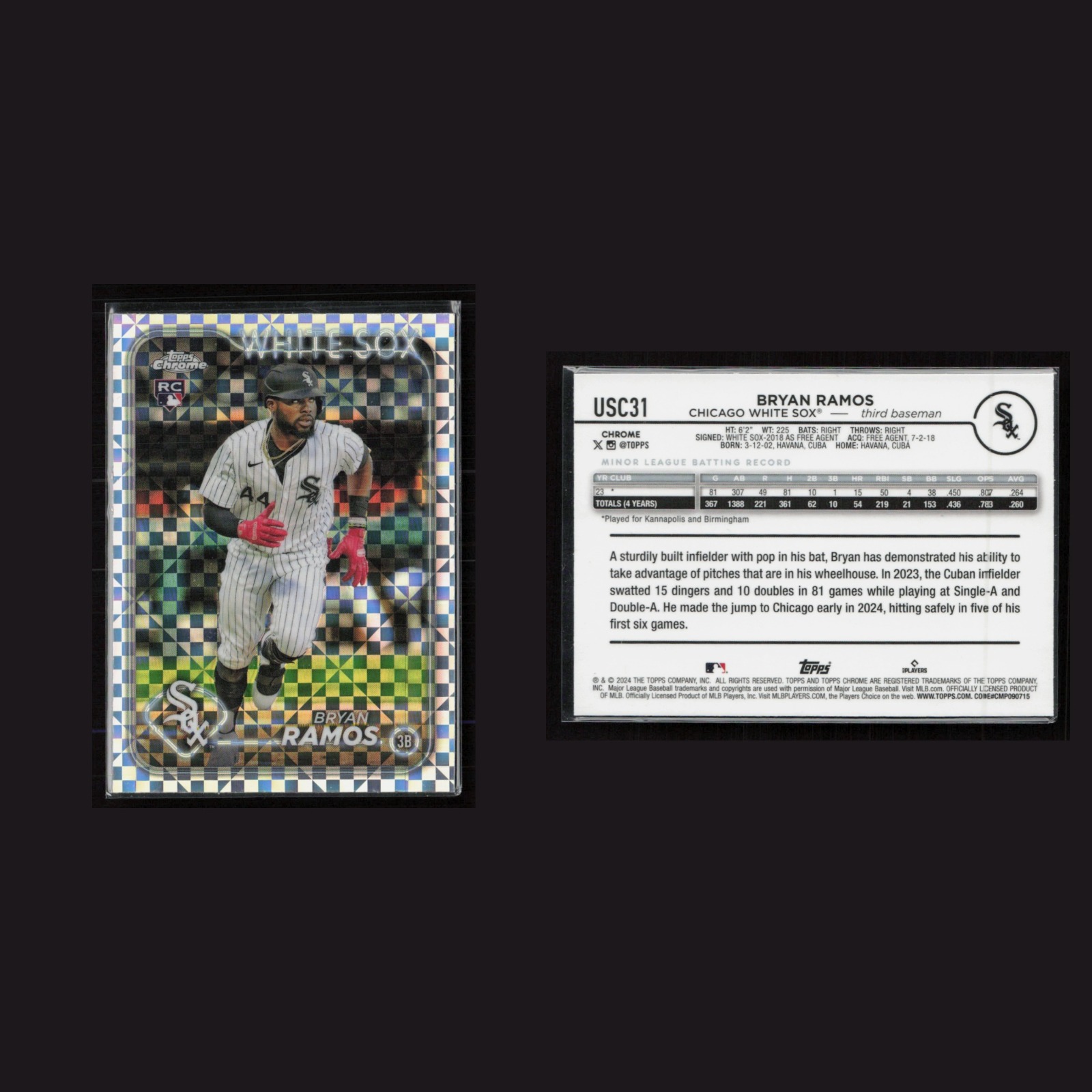 2024 Rookie Bryan Ramos #USC31 NM-MT Topps Chrome Update X-Fractor White Sox MLB front and back scans. Card condition is Near Mint-Mint.