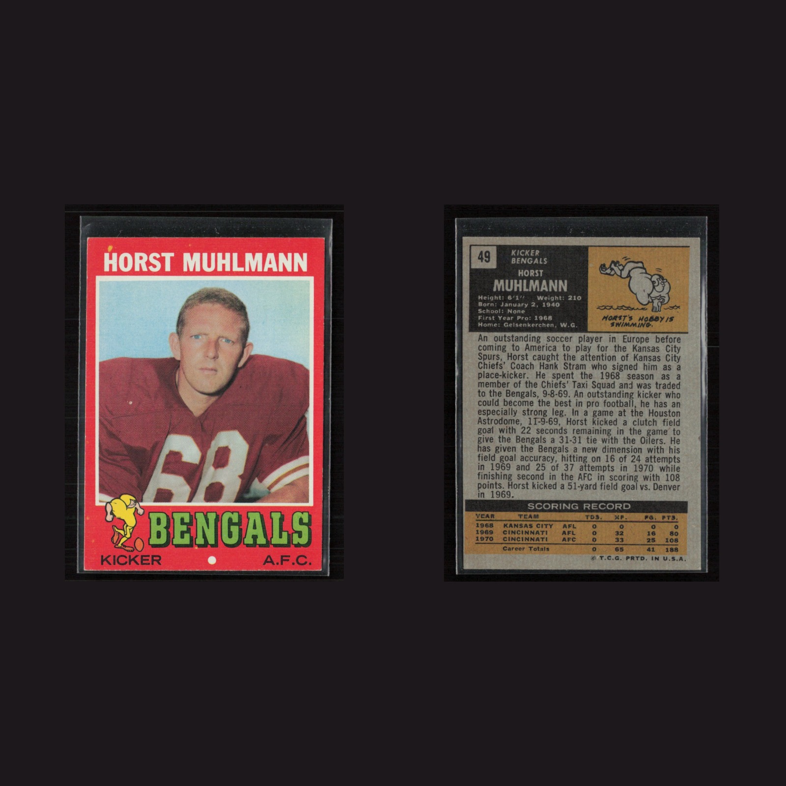 1971 Topps #49 Horst Muhlmann -EX Set Break! front and back scans