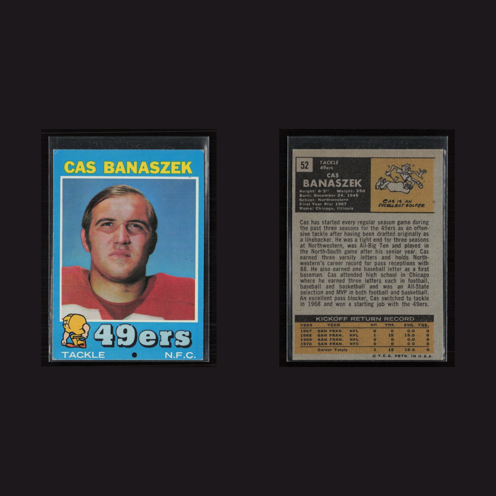1971 Topps #52 Cas Banaszek -EX Set Break! front and back scans