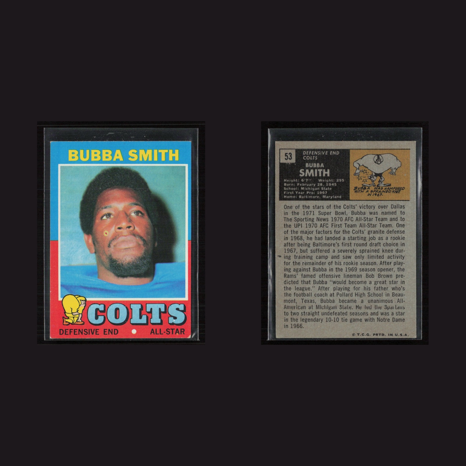 1971 Topps #53 Bubba Smith -EX+ Set Break! front and back scans