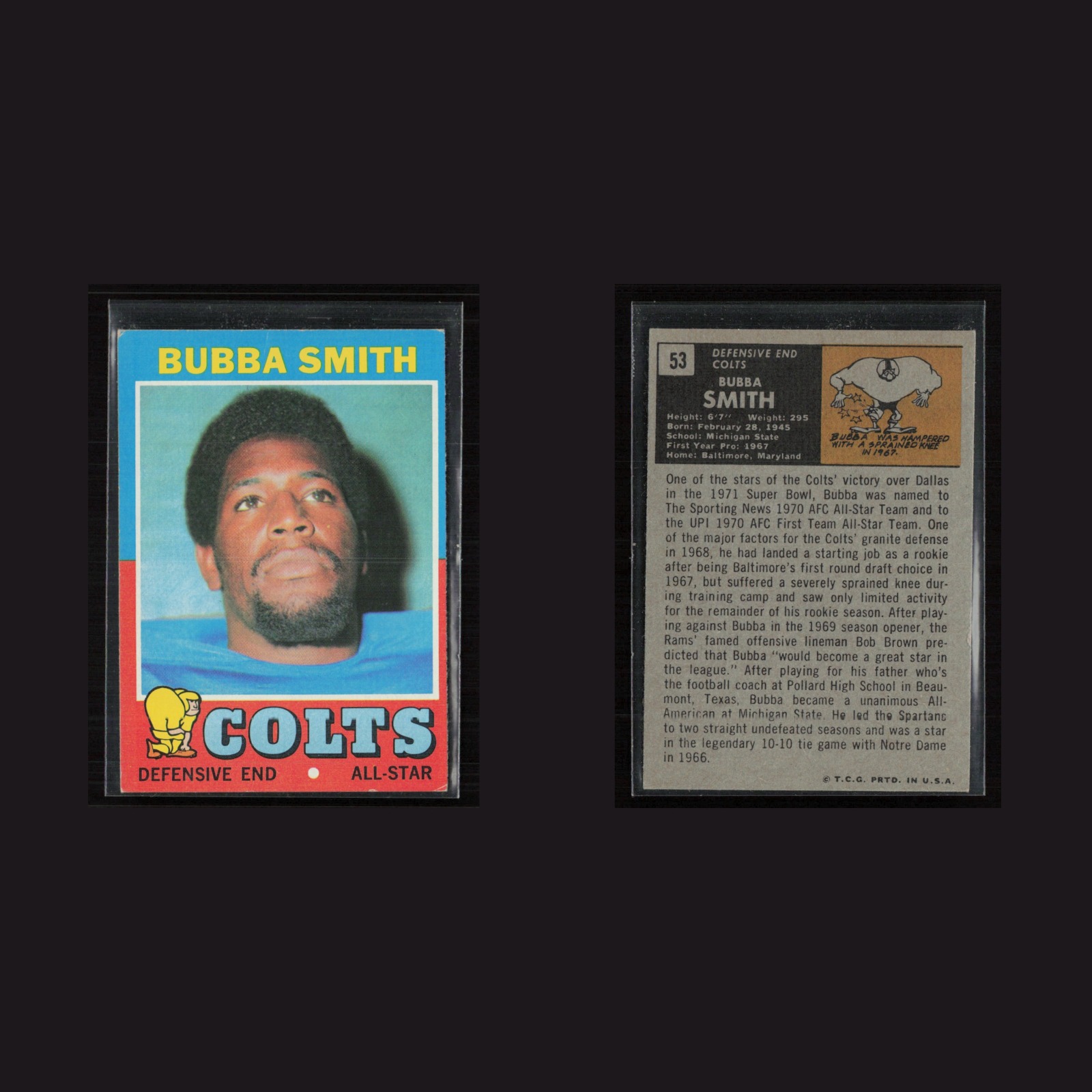 1971 Topps #53 Bubba Smith -EX+ Set Break! front and back scans