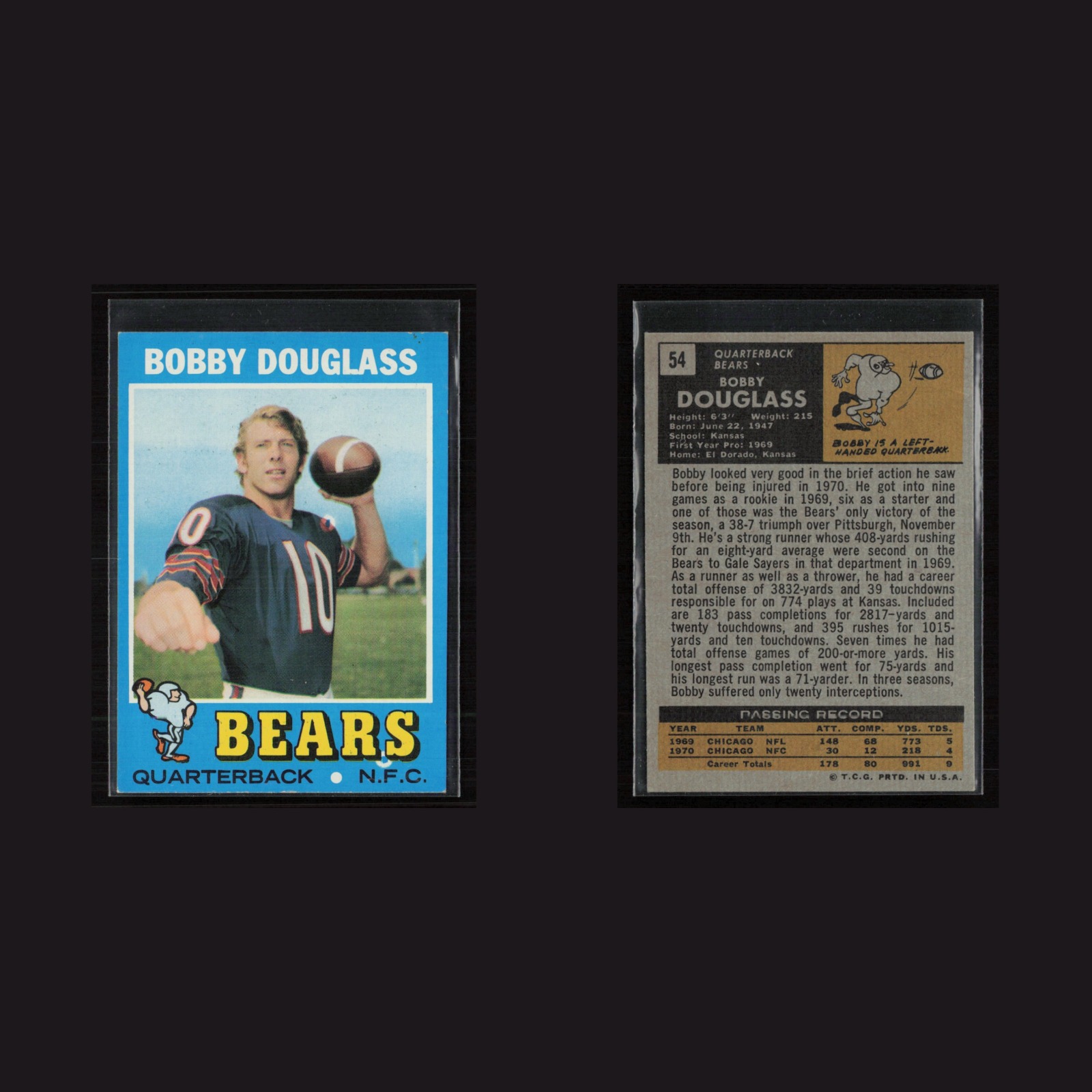 1971 Topps #54 Bobby Douglass -EX Set Break! front and back scans