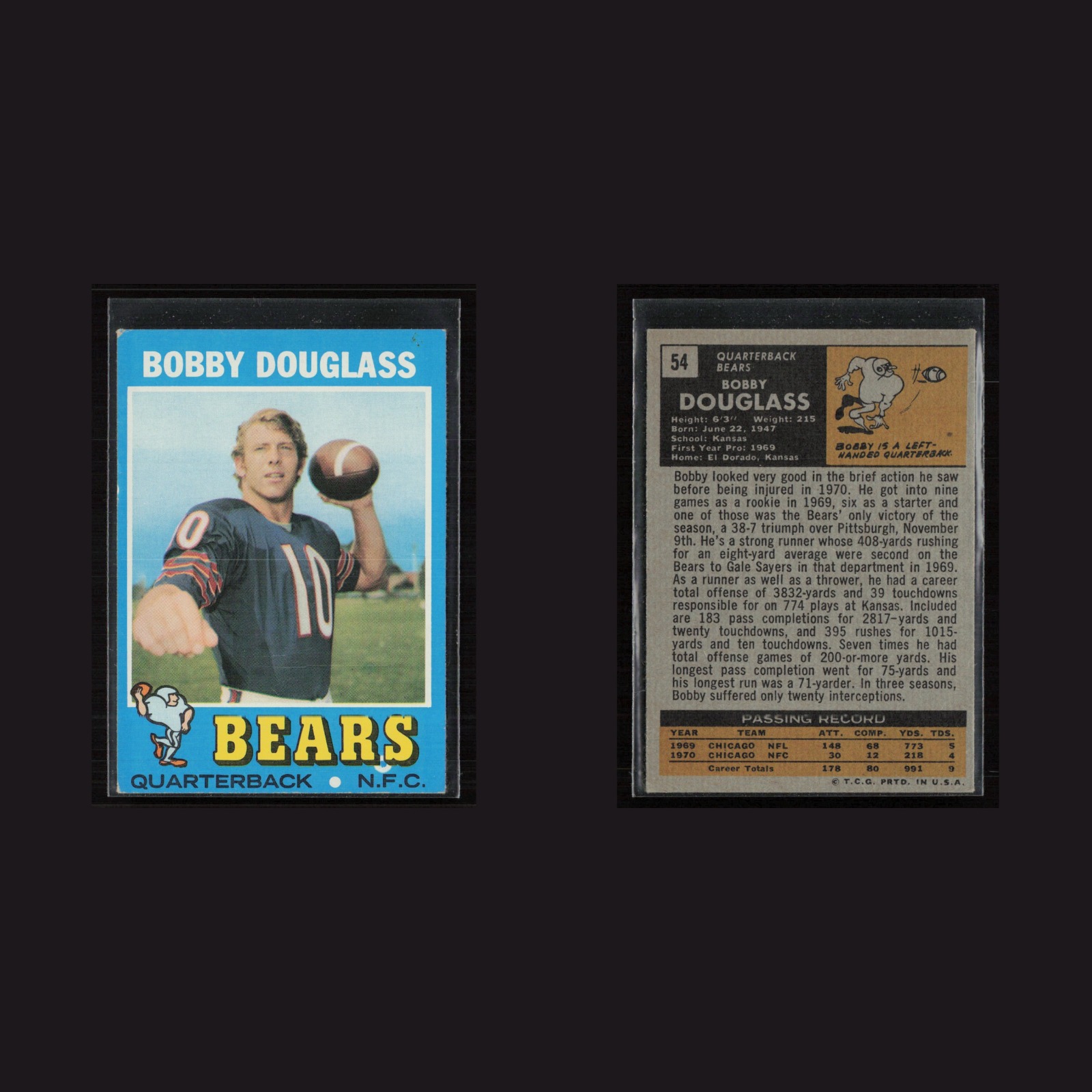 1971 Topps #54 Bobby Douglass -EX Set Break! front and back scans