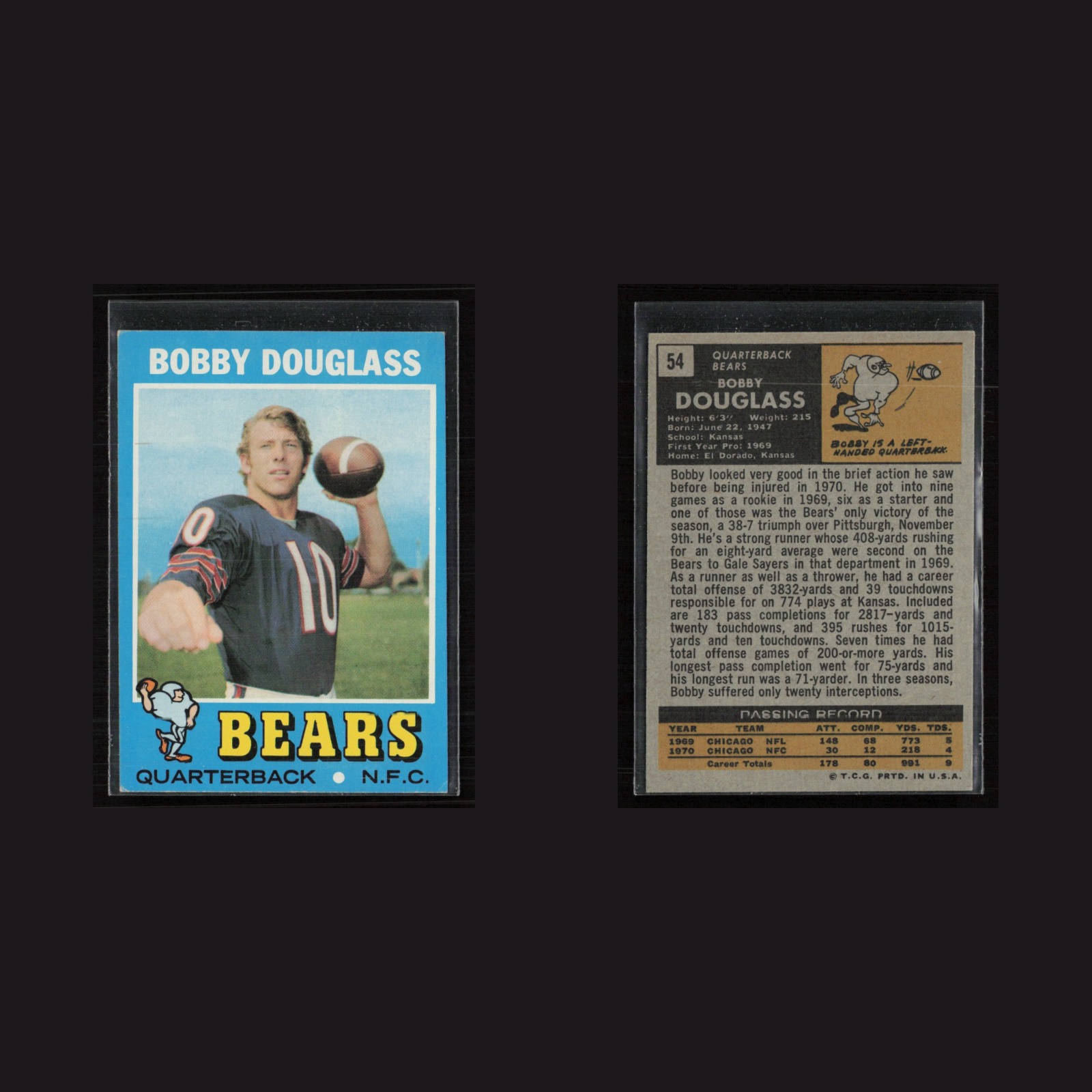 1971 Topps #54 Bobby Douglass -EX/MT Set Break! front and back scans