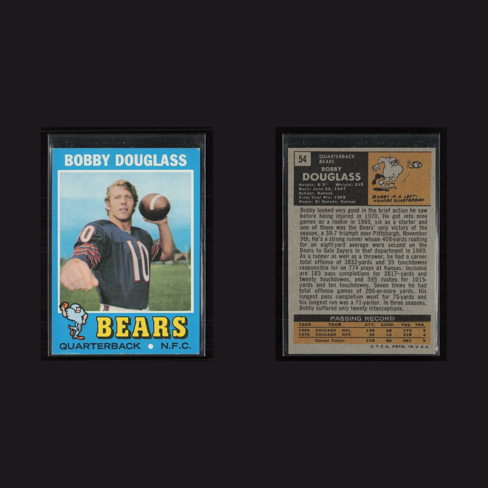 1971 Topps #54 Bobby Douglass -EX/MT Set Break! front and back scans