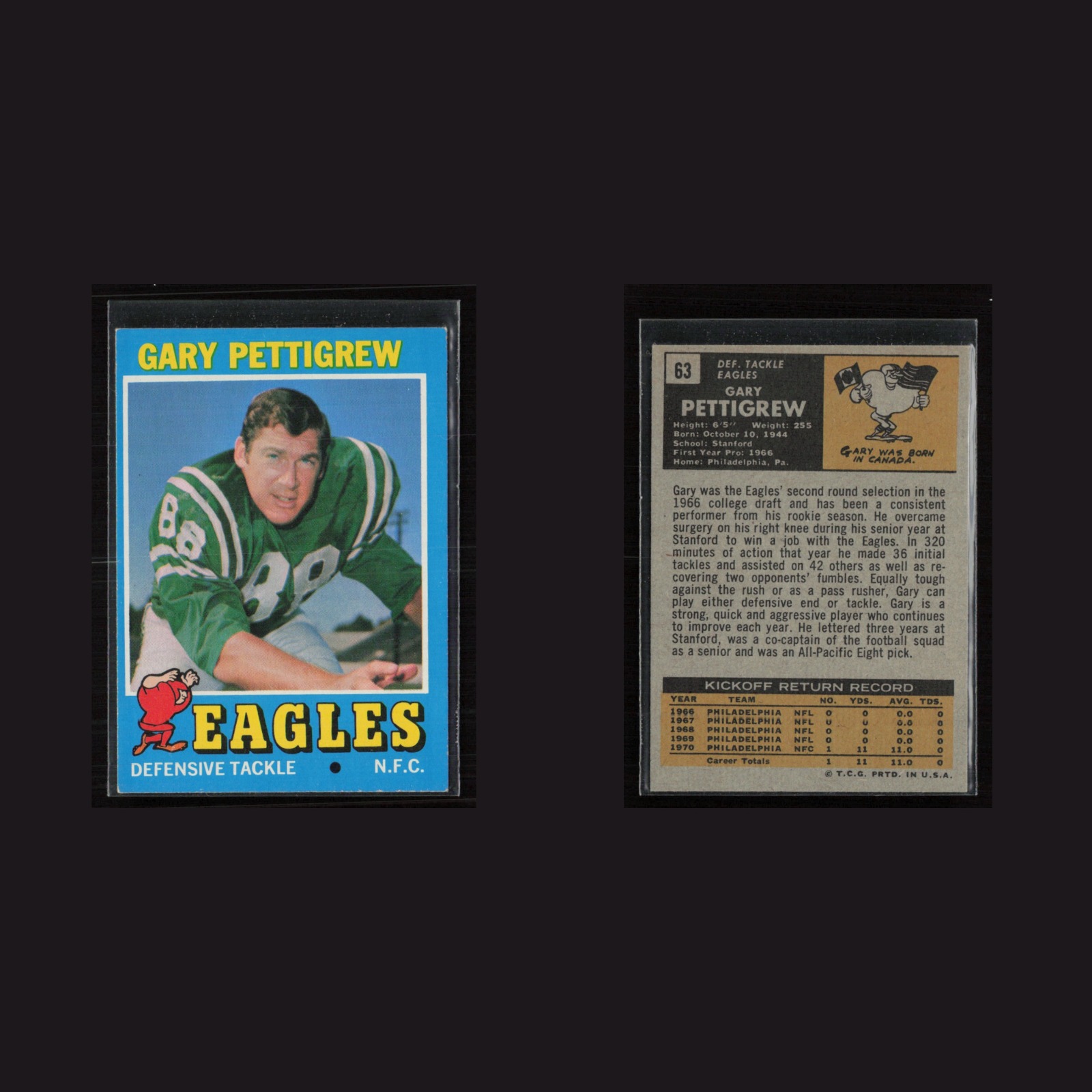 1971 Topps #63 Gary Pettigrew -EX+ Set Break! front and back scans