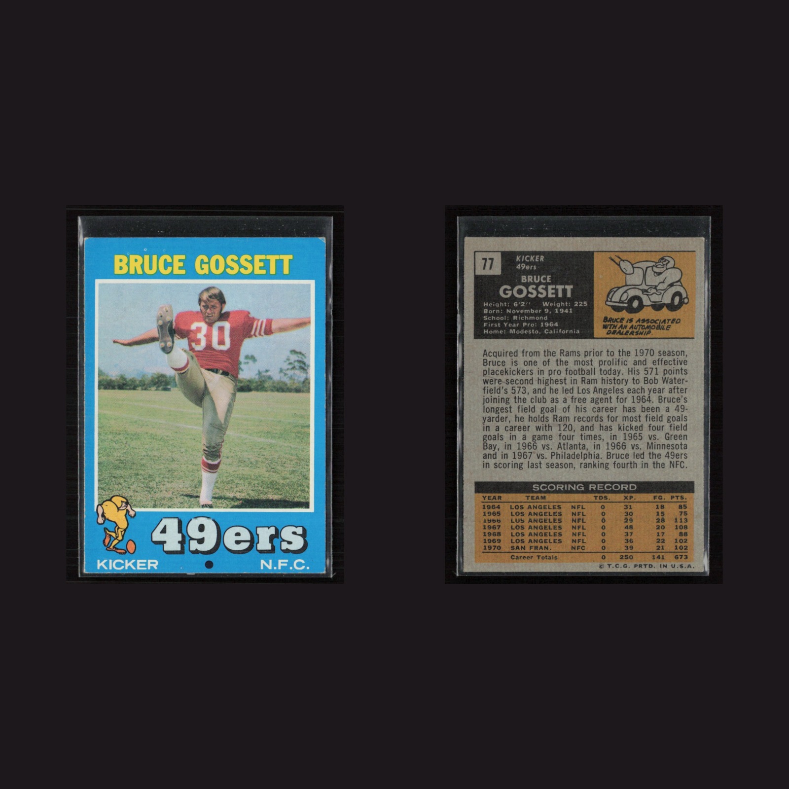 1971 Topps #77 Bruce Gossett -EX Set Break! front and back scans