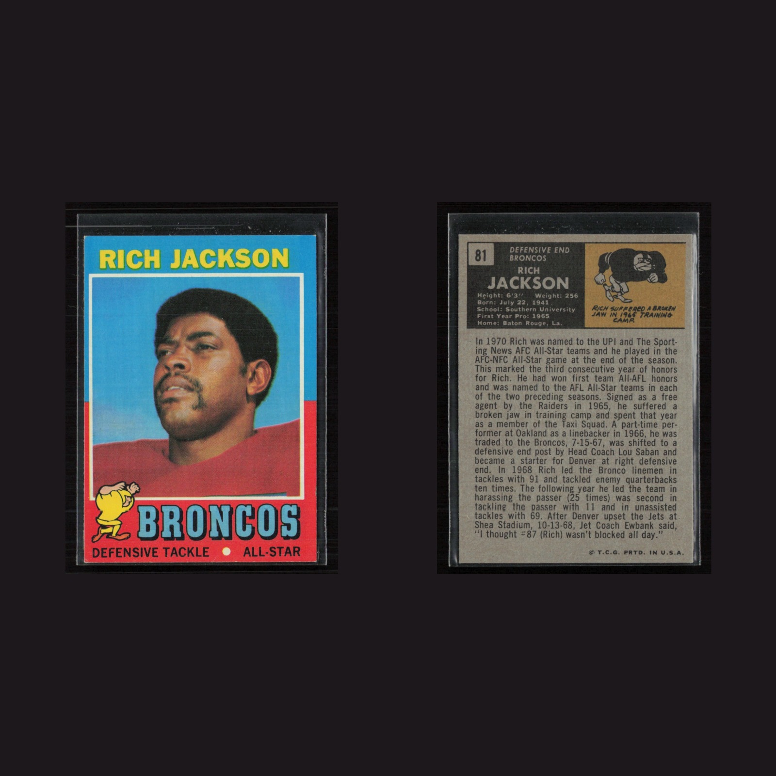 1971 Topps #81 Rich Jackson -EX (MC) Set Break! front and back scans