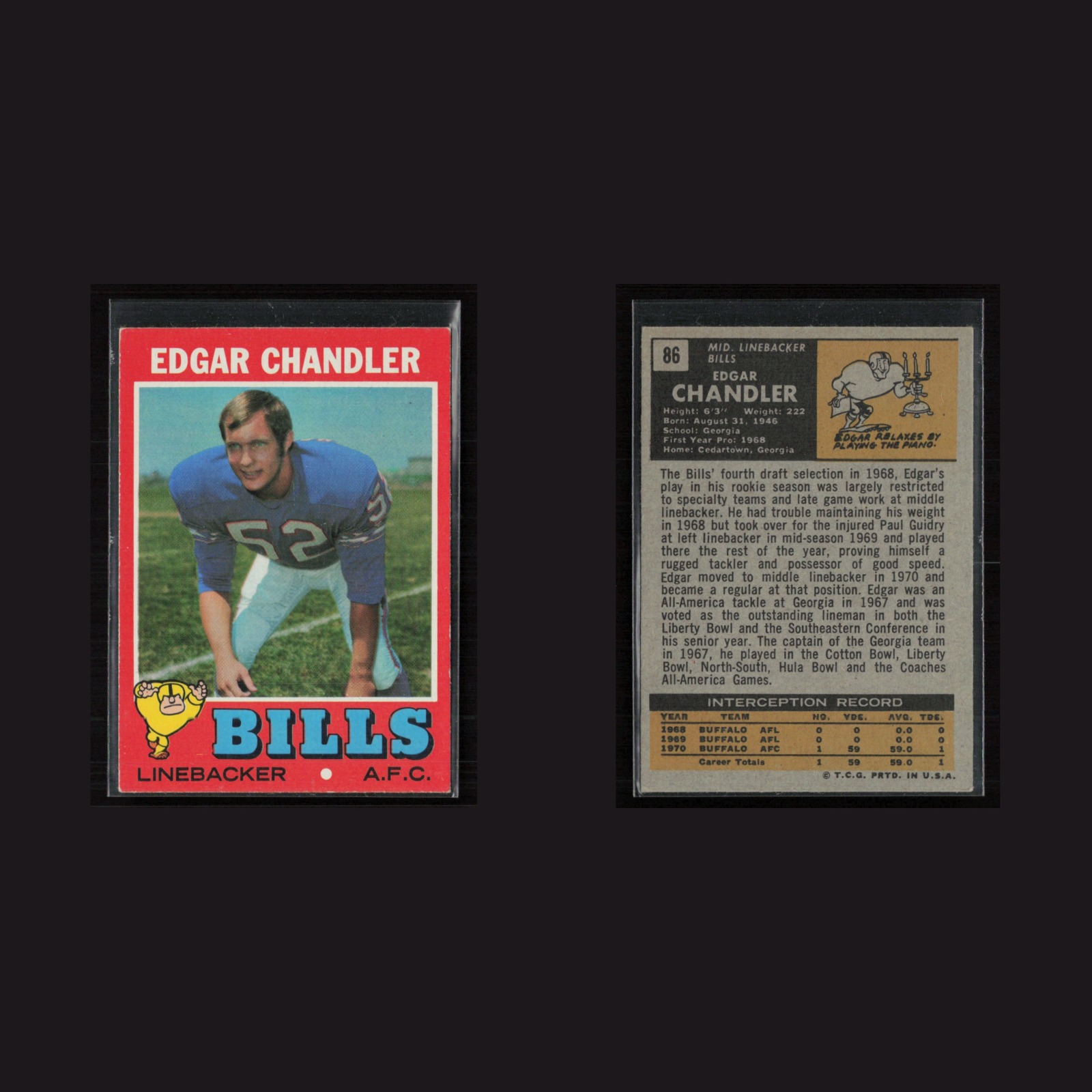1971 Topps #86 Edgar Chandler -EX/MT Set Break! front and back scans