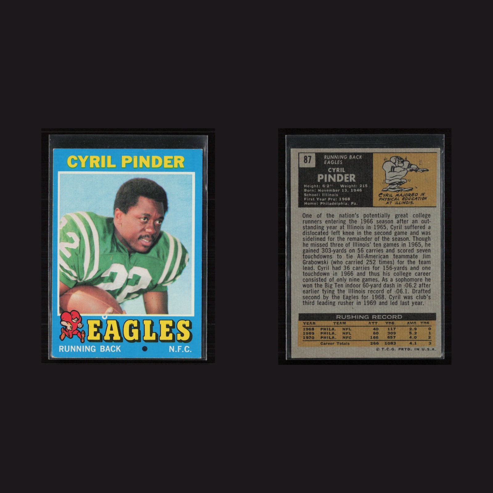 1971 Topps #87 Cyril Pinder -EX/NM Set Break! front and back scans