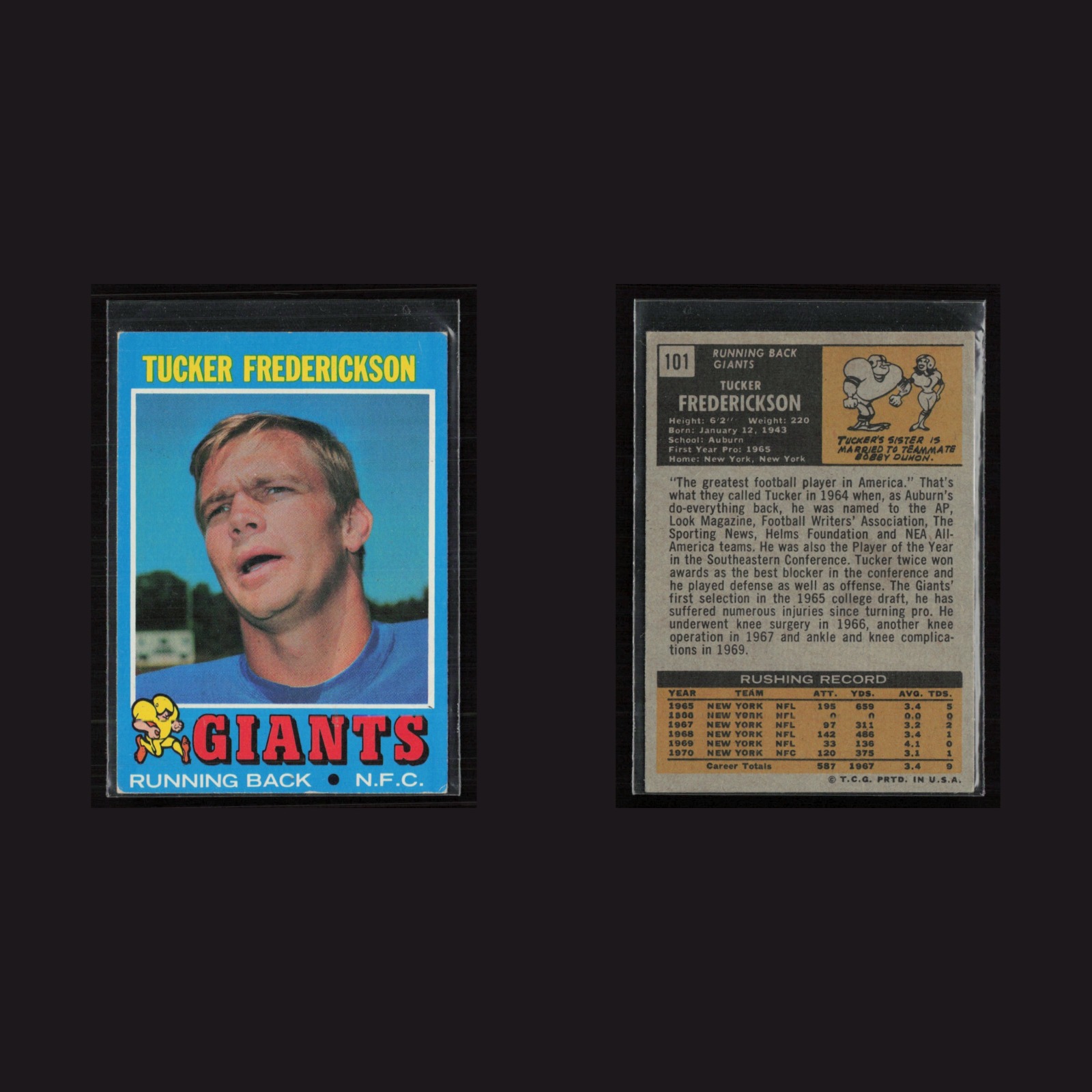 1971 Topps #101 Tucker Frederickson -EX Set Break! front and back scans