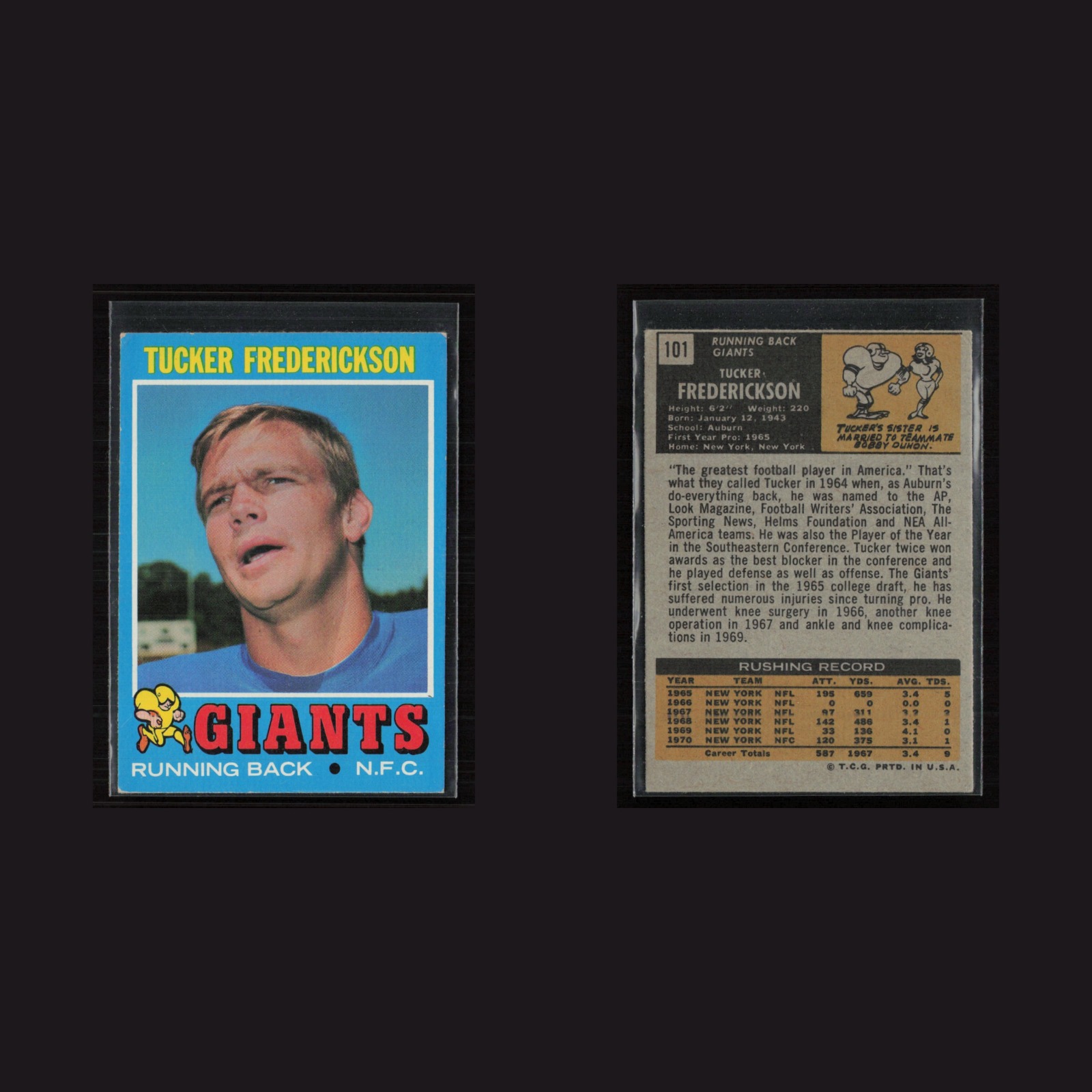 1971 Topps #101 Tucker Frederickson -EX/MT Set Break! front and back scans
