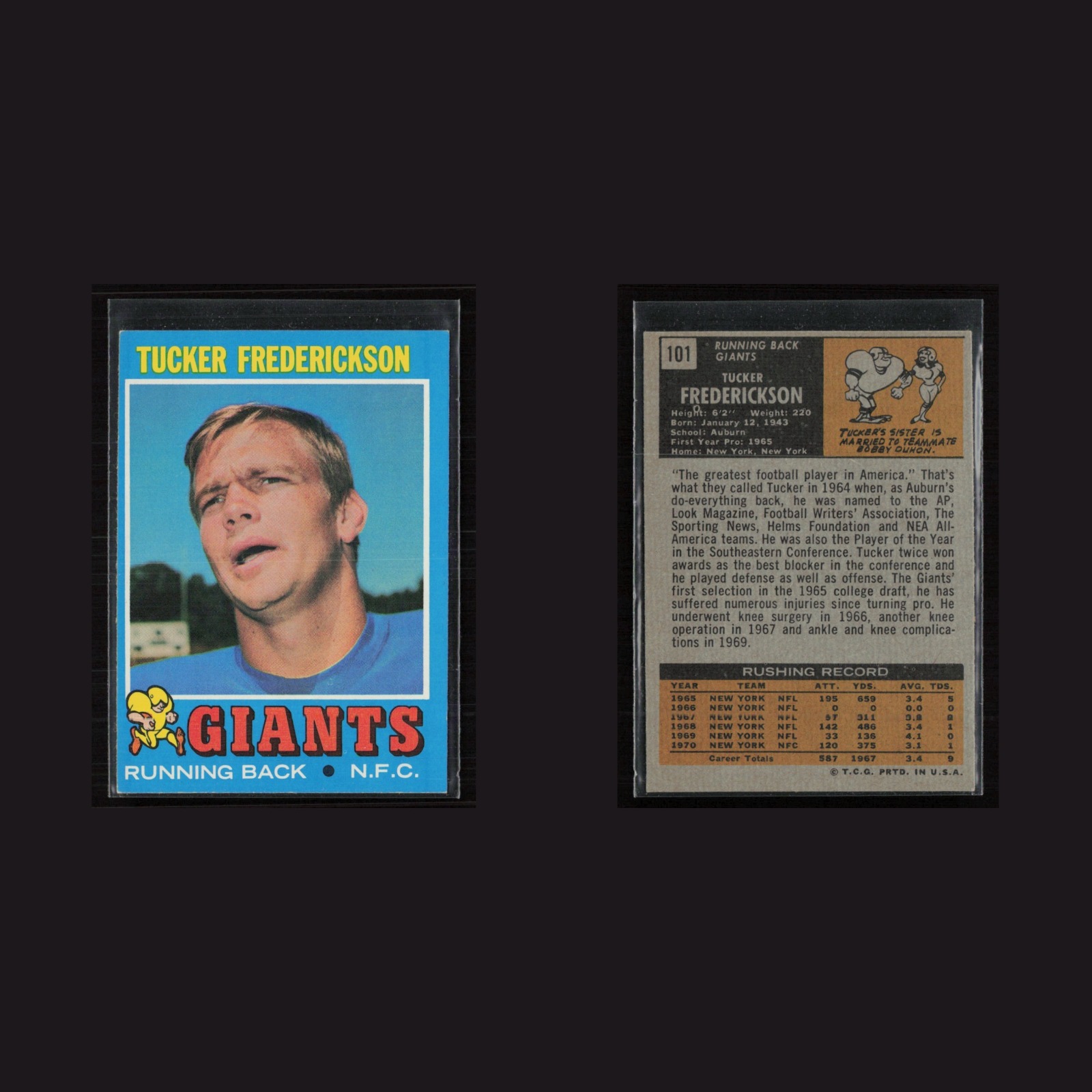 1971 Topps #101 Tucker Frederickson -EX Set Break! front and back scans