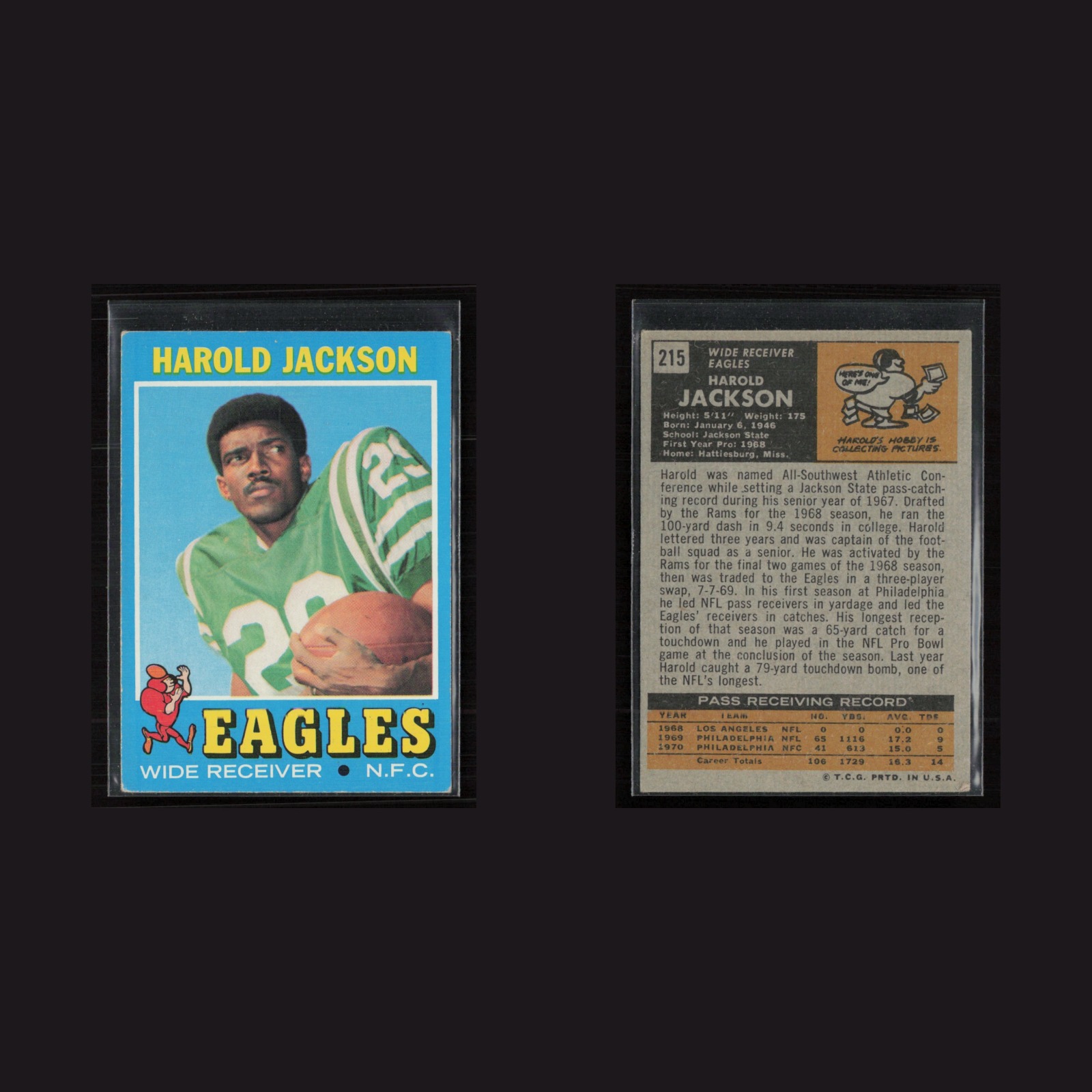 1971 Topps #215 Harold Jackson -EX/MT Set Break! front and back scans