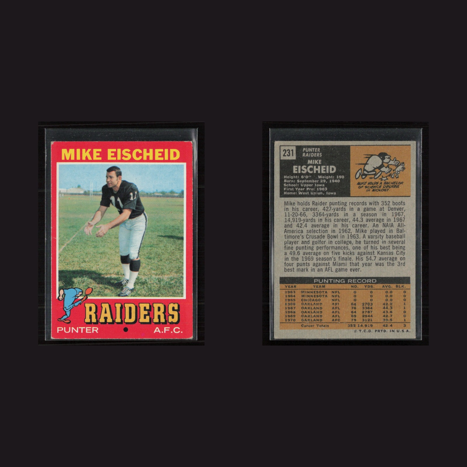 1971 Topps #231 Mike Eischeid -EX/MT Set Break! front and back scans