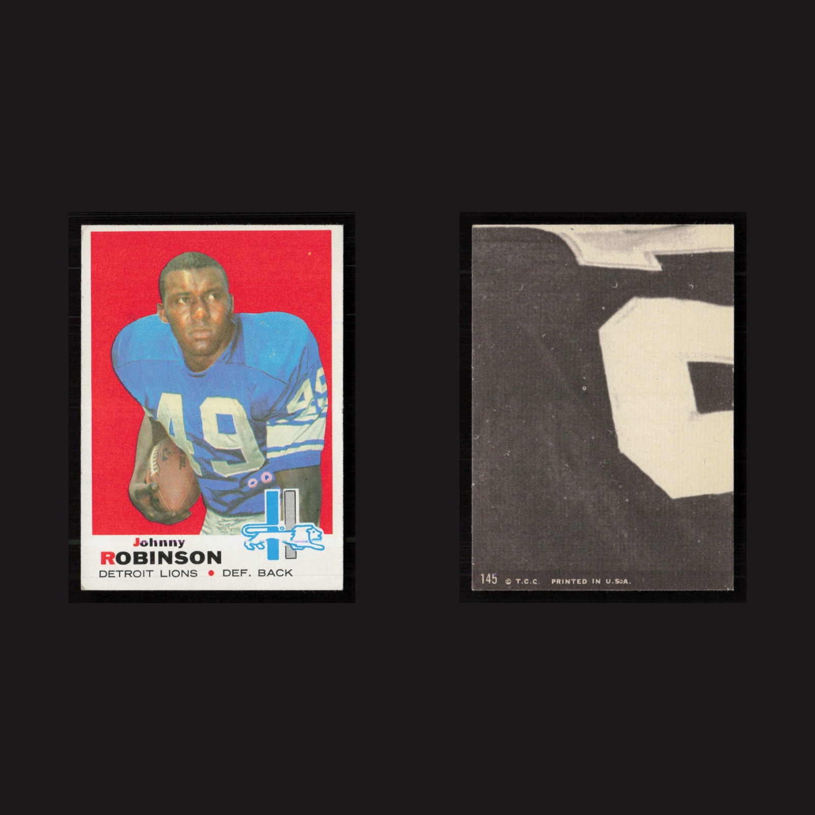 1969 Johnny Robinson #145 EX Topps Kansas City Chiefs Vintage Football Card NFL front and back scans. Card condition is as shown in the scans.