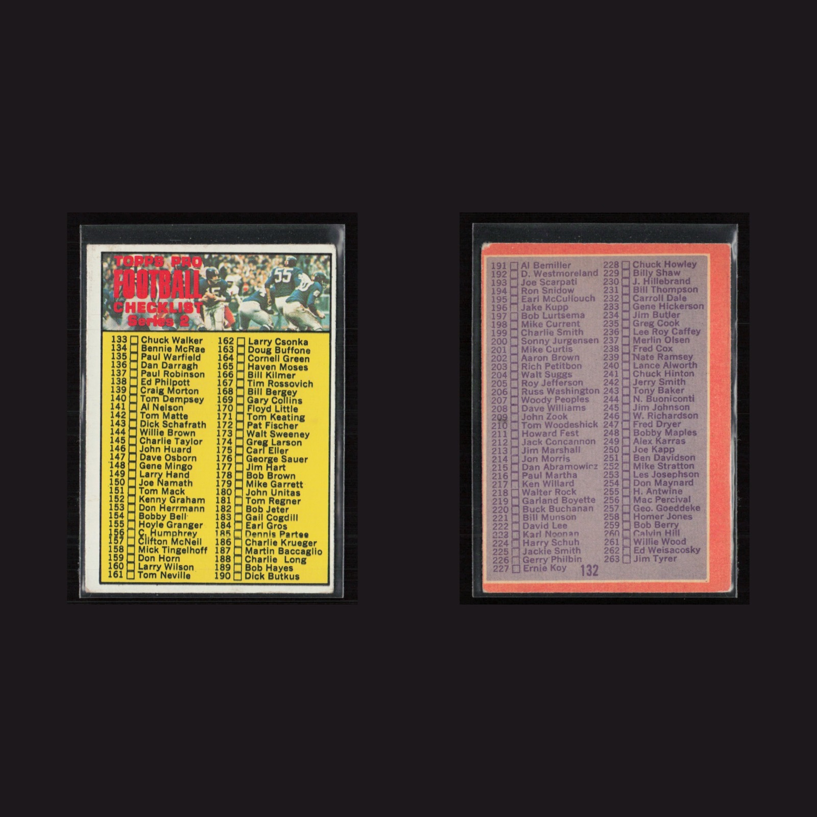 1970 Checklist 133-263 #132 EX Topps Vintage Football Card Set-Break NFL front and back scans. Card condition is as shown in the scans.