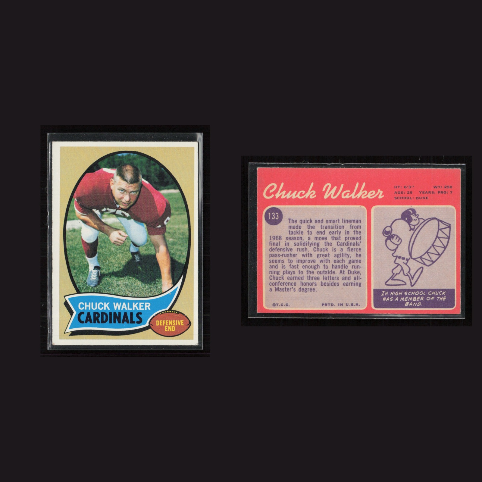 1970 Chuck Walker #133 EX-EXMINT Topps St. Louis Cardinals Vintage Football Card front and back scans. Card condition is as shown in the scans.